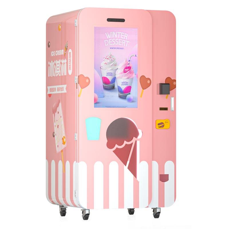 Automatic 100 Cups Soft Ice Cream Vending Machine With 32 inch Big Touch Screen