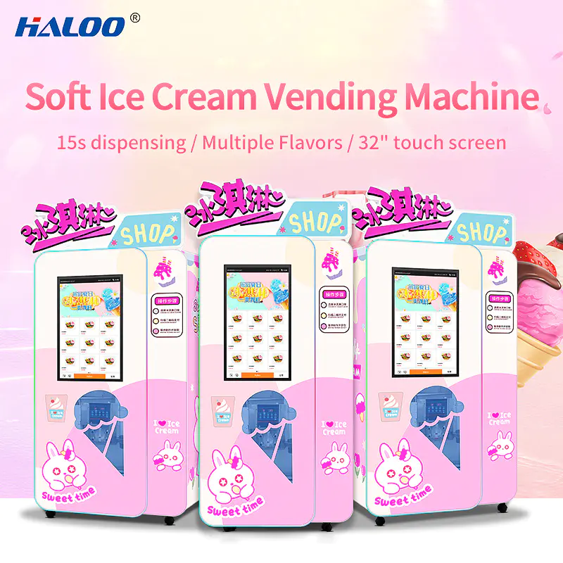 Soft Serve Ice Cream Vending Machine Automatic Soft Ice Cream Vending Machine With 32 inch Big Touch Screen